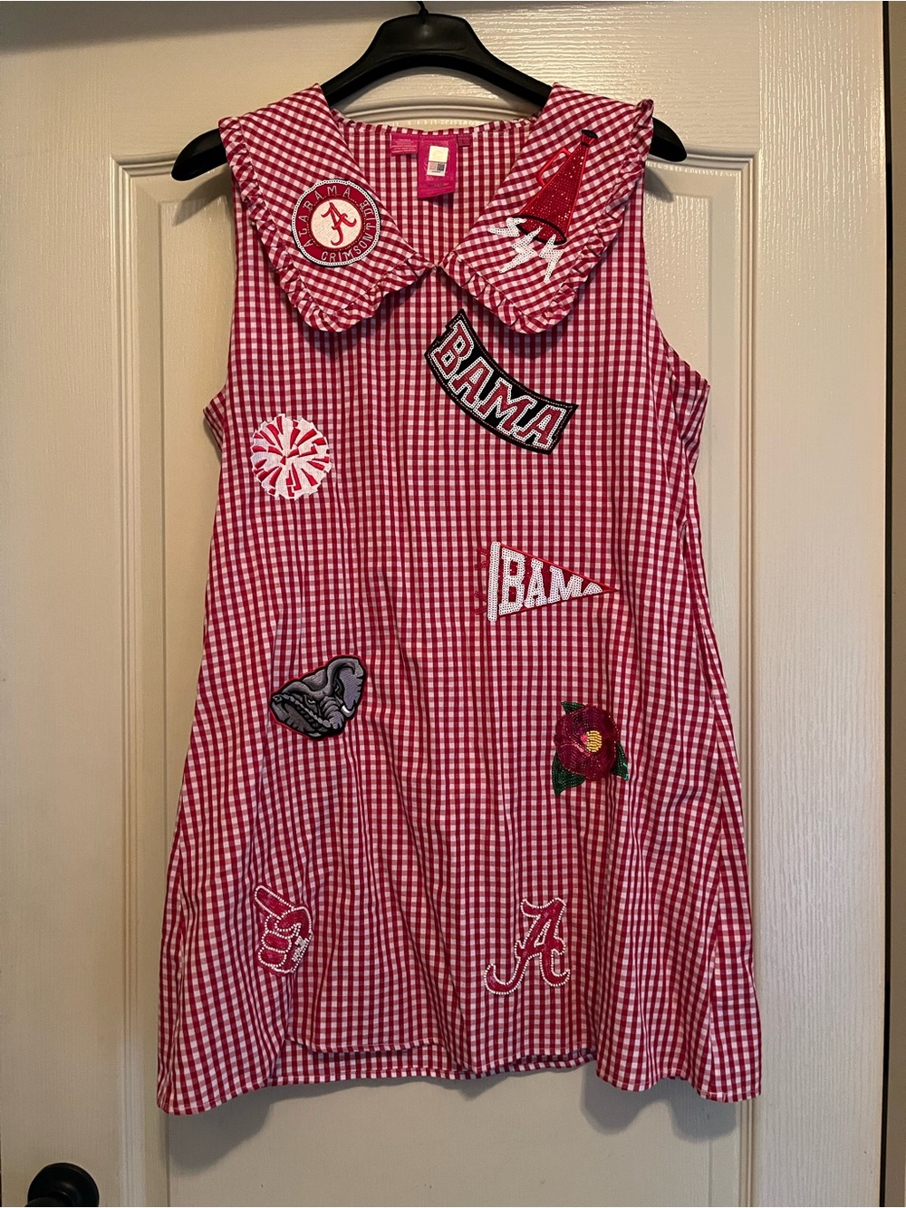 QUEEN OF SPARKLES Red Gingham Patchwork Mini Dress